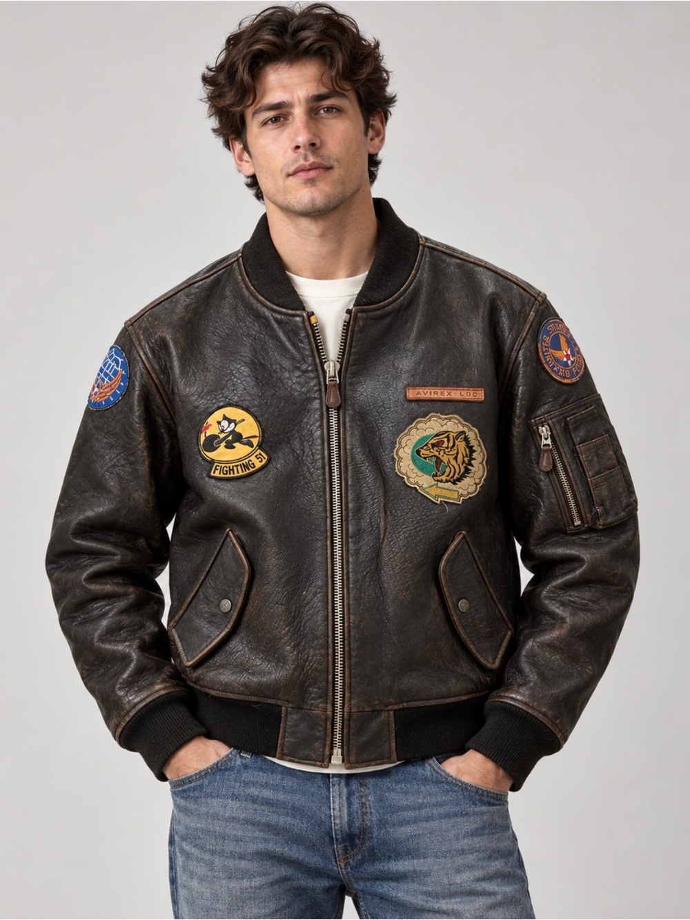 Vintage Avirex LTD Genuine Leather Military-style Flight Jacket